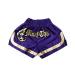 Woldorf USA MMA Boxing Muay Thai Shorts in Satin Royal Purple Gold cutt Letters XX-Large