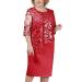 Womens Plus Size Sheath Dress with Floral Lace Top - Knee Length Work Casual Party Cocktail Dresses (XL, Red-1)