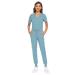 VIAOLI Scrubs for Women Set Uniforms Medical Women Sets V-Neck Top and Joggers Pant for Doctor Nursing Veterinary Care Light Blue Small
