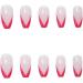 French Tip Press on Nails - Long T Press On Nails with Nail Tips Rose red edge design nude color press on nails Acrylic False Nails Cute Artificial Nails - Buy Online on GoSupps.com