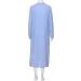 Women's Casual Cotton Linen Maxi Dress - Solid Long Sleeve Shift Dress with Side Split and Button Closure in Blue (X-Large) - Buy Online on GoSupps.com