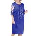 Womens Plus Size Sheath Dress with Floral Lace Top - Knee Length Work Casual Party Cocktail Dresses (XXXL, Dark Blue-1)