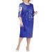 Womens Plus Size Sheath Dress with Floral Lace Top - Knee Length Work Casual Party Cocktail Dresses (L, Dark Blue-1)