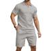KUYIGO Men's Polo Shirt and Shorts Set Summer Outfits Fashion Casual Short Sleeve Polo Suit for Men 2 Piece Shorts Tracksuit X-Large Grey