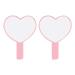 Beaupretty 2 Skin Heart Handpiegel Small Portable Cosmetic Hand Plastic Travel mirror for Ms. Dame Girl Gift (pink)