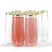 30 Pack Stemless Plastic Champagne Flutes Disposable 9 Oz Gold Rim Clear Plastic Toasting Glasses Shatterproof Recyclable and BPA-Free (Plastic)