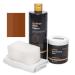 Furniture Clinic - Easy Leather Restoration Set - Leather Cleaner and Color Refreshment Balsam - Scratches Solvation Explanations - Car seats sofas clothing shoes and bags (medium brown)