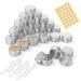 Pamiyo 24 pieces set aluminum empty jar Small metal can (with 2 pieces round sticker) 5ml empty cans with screw cap for lip balm lotion cream masks mini candles cosmetics (silver)