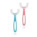 Tuaaivl Manual Toothbrushes for Kids 6-12 Years 2PCS Kids Toothbrushes U Shape with Travel Case Easy-Using 360 Oral Cleaning Manual Training Toothbrushes for Kids. (Blue+Pink)