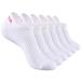 LITERRA Womens Ankle Socks 6-Pairs Athletic Running Sport Socks With Cushioned Sole 6 Pairs White (Women Shoe 6-10)