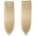 26 Inch Long Straight Blonde Clip in Hair Extensions - 8pcs Full Head Synthetic Hairpiece in Bleach Blond #Bleach Blond-2 - Buy Online on GoSupps.com