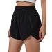 Blooming Jelly Womens High Waisted Running Shorts Athletic Workout Shorts Quick Dry Pants with Zipper Pocket Medium Black
