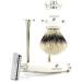 Jag Shaving 3-Edge Shaving Set | Red Badger Hair Brush & Stainless Steel Stand | Premium International Shipping - Buy Online on GoSupps.com