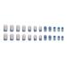 Short Press on Nails - Medium Length Acrylic Nail Set with Gold Lines & Glitter Ombre - 24 Pcs Blue to Transparent Gradient - Full Cover Glue on Nails for Women - Buy Online on GoSupps.com