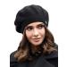 Braxton Wool Beret Hat - Warm Lined Crochet Angora Knit Berets - French Paris Hat for Women One Size Black
