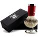 Premium Men's Badger Hair Shaving Brush with Silver Tip & Shiny Red Base | Stainless Steel Brush Stand | International Shipping Available - Buy Online on GoSupps.com