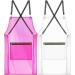 MIKI WELL Hair Stylist Apron - Adjustable Apron with Pockets Transparent+pink
