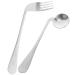 2 pieces/1 set curved fork spoon easy to grip self-feeding curved utensils stainless steel angle cutlery dining cutlery for older people patients disabled silver-2