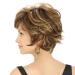 Short Hair Wigs for Women Fluffy Brown Mix Blonde Wig with Bangs Heat Resistant Synthetic Wig + Wig Cap