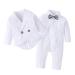 AmzBarley Baby Boys Gentlemans Outfit Suit Kids Long/Short Sleeve Dress Shirt Pants Vest Bowtie Tuxedo Rompers Childs Birthday Evening Holiday Party White 278 18-24 Months