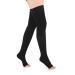 Sweltebloomz Compression stockings thigh high with open toe for Women-Medium Black
