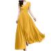 uikmnh Womens Party Dresses Party Cap Sleeve Short Sleeve Tea Wrap Gown V Neck Long Solid Summer Waist Chiffon Dress Solid Yellow 5X-Large