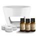 Ceramic aroma grenner white for tealight with set essential oils 3 fragrances x 10ml for aromatherapy relaxation fragrance lamp for refreshment (lavender oil peppermint oil eucalyptus oil)