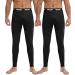 Men's Thermal Underwear Bottom Warm Lightweight Long Johns Classic Elastic Base Layer Pants for Cold Weather 2 Pack 1 Black Black Large