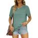 MIROL Women's Short Sleeve Tunic Top Round Neck Solid Stitch Shirt Oversized Summer Casual Blouse Large Green