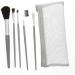 Premium Natural Hair Cosmetic Brush Set with Bag - Silver | Shop Internationally - Buy Online on GoSupps.com