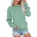 NKSUDET Womens Casual Long Sleeve Sweatshirt Crew Neck Color Block/Solid Cute Pullover Relaxed Fit Tops Lightweight Loose Green-3 X-Large