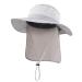 Home Prefer Outdoor UPF50+ Mesh Sun Hat Wide Brim Fishing Hat with Neck Flap Light Gray