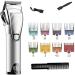 Greethga Hair Clipper Professional Hair Trimmer Rechargeable Men's Cordless Haircut Adjustable Ceramic Blade Clipper Silver - Buy Online on GoSupps.com