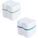 Faruta Prosthesis Suitcase for Dentures - Durable Plastic Bath Box with Sieve & Basket Holder - Travel & Cleaning Storage Container (2-Piece Set in Green & Blue) - Buy Online on GoSupps.com