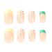 French Tip Press On Nails Short with White Flower Design | Yellow Green French False Nails | Spring Acrylic Stick On Nails for Women - Buy Online on GoSupps.com