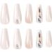 Justotry 24 Pcs Marble Coffin False Nails Long with Diamond Brown French Press On Nails - Pretty Ballerina Stick On Nails for Women Acrylic Glitter Fake Nails Medium - Nail Art Glue Included - Buy Online on GoSupps.com