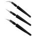 Doitool 3 pieces of conductive industrial curved magnetic reverse-lock precision for straight jewelry practical coils Static lace rustproof clamping tips salon steel tweezers The