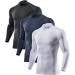 ATHLIO 2 or 3 Pack Men's Thermal Long Sleeve Compression Shirts Turtle/Mock Winter Sports Base Layer Active Running Shirt Active Shirts 3pack Black/ Charcoal/ White Large
