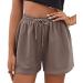 EFAN Womens Sweat Shorts Summer Casual Comfy High Waisted Lounge Shorts Drawstring Cotton Shorts with Pockets 2023 02_coffee Small