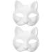 Abaodam 2 pieces of Japanese Kitsune fox masks white cat masks made of paper Unpainted blank diy-fuchs animal masks half-face cosplay masks cat-animal sophisticated costume for