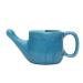 SoulGenie Flojar Ceramic Jala Neti Pot with Nostril Plugging Support   Better Capacity - Holds 8.50 oz or 250 ml   Spill Proof with Comfort Grip - Lead-Free and Microwave and Dishwasher Safe (Blue)