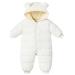 BRONG Baby Girls Boys Snowsuit Winter Coat Newborn Thick Zipper Jumpsuit Infant Windproof Hooded Fleece Romper Outerwear White 0-6 Months