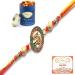 Ghasitaram Gifts Rakhi for Brother Rakhis Online - Shraddha & Saburi for My Brother Rakhi with 100 GMS of Dryfruits Mix Can 200 GMS of Kaju katli Rakhi & 100g Dryfruits Mix Can 200g Kaju katli