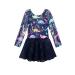 EQSJIU Long Sleeve Skirted Leotards for Girls Gymnastics Dance Dress Unicorn Mermaid Rainbow Skirts Skorts 2-3T Blue Dinosaur