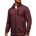 Men's Full Zip Up Active Track Jacket Mock Neck Long Sleeve Casual Sweatshirts Medium Wine Red