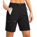 Women's 7" Hiking Cargo Shorts Quick Dry Lightweight Summer Shorts with Zipper Pockets for Women Golf Walking Casual Black Large
