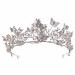 Crown Bridal Crown Baroque Pearl Rhinestone Crown and Tiara Butterfly Hairband Wedding Hair Accessories Princess Crown Bride Tiaras (Metal Color : Silver)