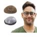 Lordhair Toupee for Men with 100% Human Hair 0.08mm Natural Skin Hair Pieces Replacement for Men Base Size 8x10 inch Mens Toupee V-looped Hair System (Light Brown 7#(ASH))