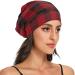 Qilmy Red Black Buffalo Plaid Sleep Cap for Women/Girls - Soft, Comfortable Double Layer Night Bonnet for Curly, Natural Long Hair - Buy Online on GoSupps.com