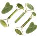 Jade Roller for Face facial roller Jade Roller Face Massager Facial Skin Care Tool Reduces Wrinkles and Tightens Skin Natural Real Jade Stone for Face Eye Neck Body (5 in 1)